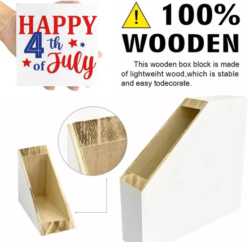 Miniatura 3 de LVQHI Decoración de madera con texto en inglés «Happy 4th of July Independence Day», letrero patriótico de madera para el hogar, dormitorio