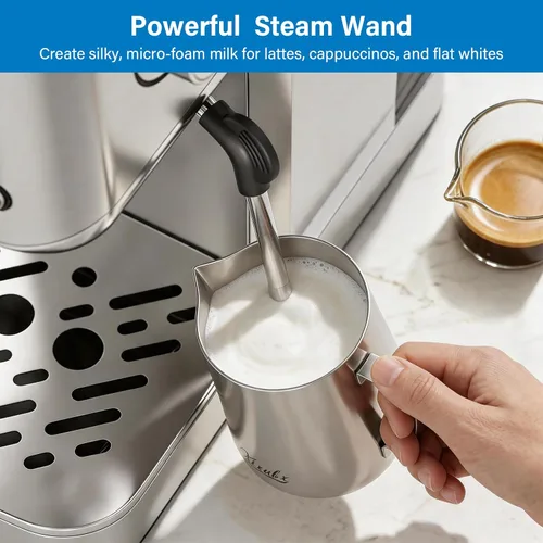 Miniatura 5 de XIXUBX Cafetera de café expreso y café frío de 20 barras con espumador de leche, tanque extraíble de 42 onzas, acero inoxidable, perfecta
