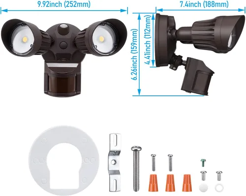 Miniatura 8 de Luz de seguridad LED con sensor circular, 2 cabezales 20W/3 cabezales 30W., LHSCT-20WRSS30-BRZ, 20.0watts, 120.00 volts COB LED Motion Detector