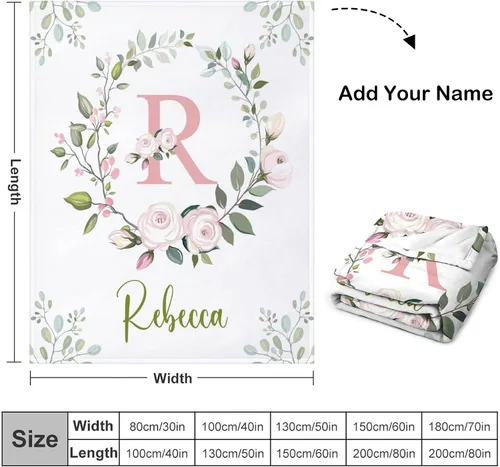 Miniatura 2 de Manta de bebé personalizada para niñas con nombre, manta de bebé personalizada con nombre, manta de envoltura floral para recién nacidos, niños