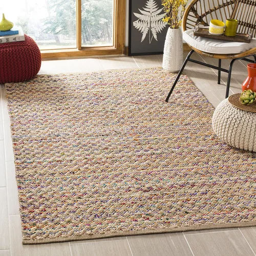 Miniatura 8 de SAFAVIEH Alfombra de área de 8 x 10 pies – Colección Cape Cod – Grande – Rojo y natural, yute trenzado hecho a mano, ideal para sala de estar