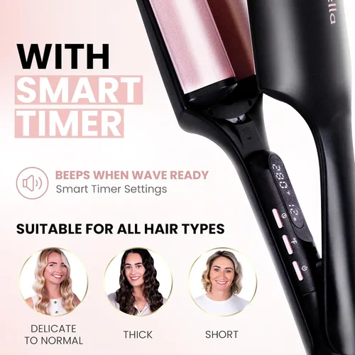 Miniatura 5 de ELLA BELLA® Ultimate Waver Rizador • Herramienta Rizadora • Ajustes de calor ajustables • Rizador de pelo de doble voltaje • Tecnología Negro/Oro