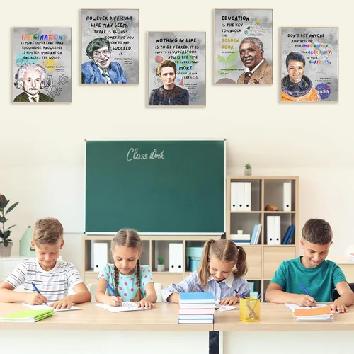 Miniatura 3 de Arte de pared motivacional de científicos famosos para decoración de aula, carteles e impresiones inspiradoras de celebridades para escuela