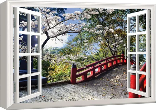 Miniatura 34 de Cuadro decorativo con diseño de ventana moderna blanca con vista, de la marca Wall26®