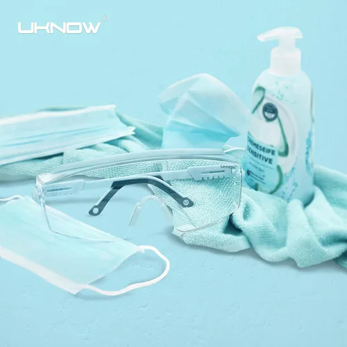 Miniatura 2 de UKNOW Anteojos de seguridad sobre lentes, gafas de seguridad antivaho protección ocular envolvente, gafas protectoras ANSI Z87.1 Azul bebé