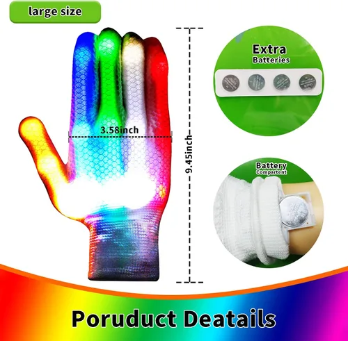 Miniatura 4 de GLEDLOVES Guantes LED, juguetes divertidos para adolescentes, niños y niñas de 12 a 16 años con 6 modos de flash, regalos para niños de 12, 13, 14