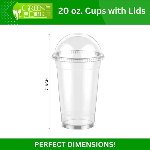 Miniatura 2 de Green Direct Vasos de plástico desechables transparentes de 20 onzas con tapas, café helado, tazas de té Boba de burbujas para bebidas frías
