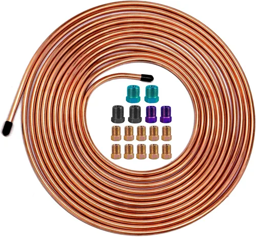Miniatura 9 de Kit de línea de freno de 1/4 pulgadas, rollo de tubo de freno de acero inoxidable resistente de 25 pies con 16 accesorios para sistemas de freno