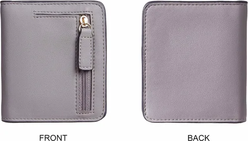 Miniatura 5 de Gostwo - Cartera compacta de piel genuina de lujo para mujer con bloqueo de RFID y ventana de identificación