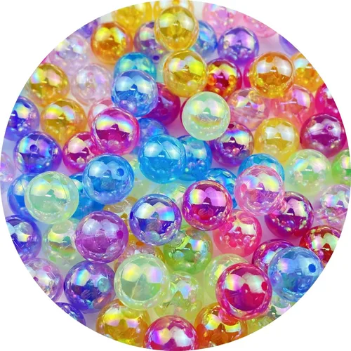 Miniatura 14 de 400 cuentas redondas acrílicas de 0.315 pulgadas de color AB, cuentas espaciadoras redondas con agujeros para aretes, pulseras, collares, llaveros