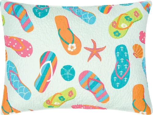 Miniatura 3 de C&F Home Flip Flop Life - Juego de edredón de 2 piezas, 100% algodón, tamaño individual, para uso diario, costero, tropical, playa, casa