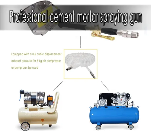 Miniatura 3 de YOUHO Pulverizador de estuco de pared de yeso pulverizador de cemento mortero pistola tolva herramienta, con kit de conexión de compresor 4 Jet
