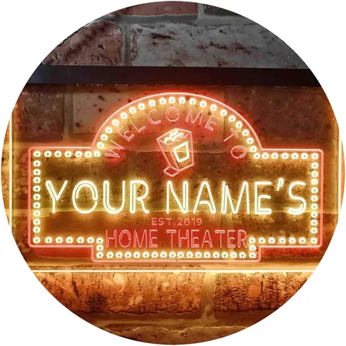 Miniatura 18 de ADVPRO Letrero de neón LED de doble color con tema de cine en casa, diseño personalizado de este año, azul y rojo, 16 x 12 pulgadas