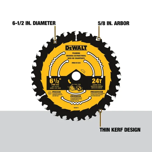Miniatura 7 de DEWALT Hoja de sierra circular, 6 1/2 pulgadas, 24 dientes, para estructura (DWA161224)