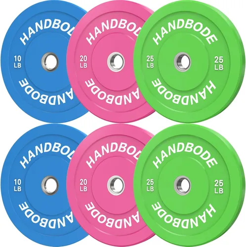 HANDBODE Juego de discos de peso de 2 pulgadas de alto rebote, juego de discos olímpicos de 45/100/160/190/260/300 libras, juego de discos de peso