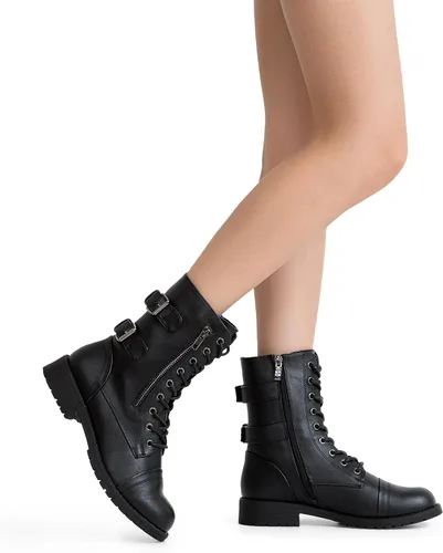 Miniatura 9 de Vepose Botas de combate militares de 28 a media pantorrilla para mujer con bolsillo tipo billetera para cuchillo de tarjetas
