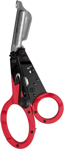 Miniatura 5 de Multiherramienta SOG ParaShears ligera de acero inoxidable para el campo, 11 herramientas con tecnología de palanca compuesta, rojo