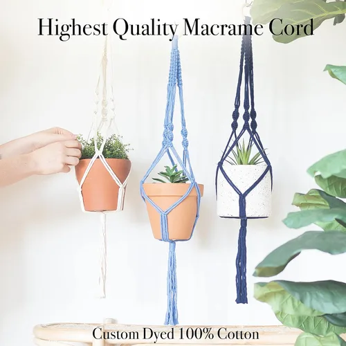 Miniatura 3 de Kit de macramé, hace 3 ganchos para plantas de bricolaje para adolescentes y adultos principiantes, suministros de manualidades para proyecto