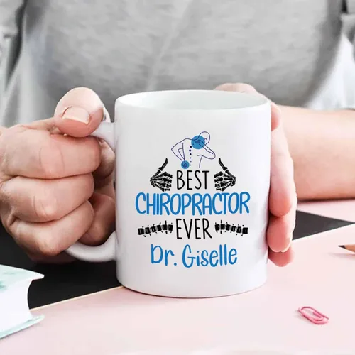 Miniatura 6 de Taza de té blanca personalizada con nombre quiropráctico de 11 onzas, 15 onzas, taza de café quiropráctico personalizada, taza de café quiropráctica