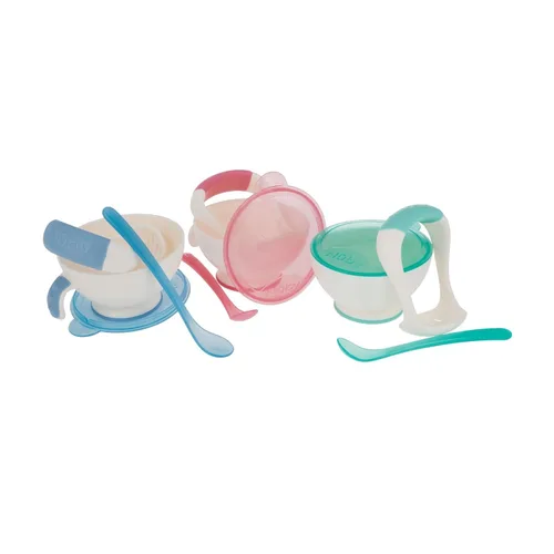 Sistema de 4 piezas para preparación y alimentación del bebé Nuby Garden Fresh Mash N' Feed, Jardín fresco Nuby, talla única , Los colores pueden