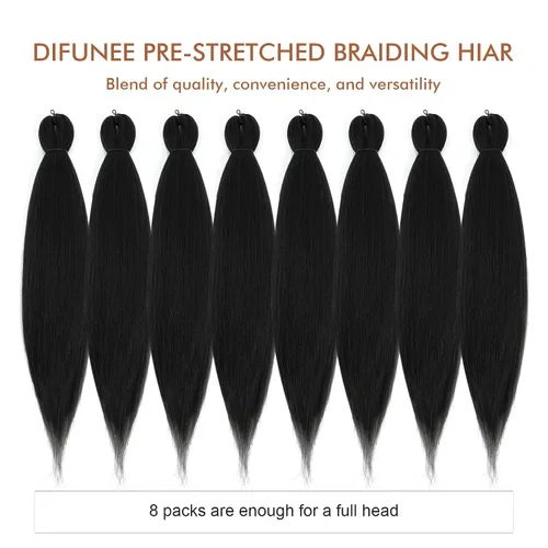 Miniatura 5 de Cabello trenzado preestirado - 12 pulgadas, 8 paquetes, cabello trenzado natural negro corto para trenzas torcidas o trenzas en caja, extensiones