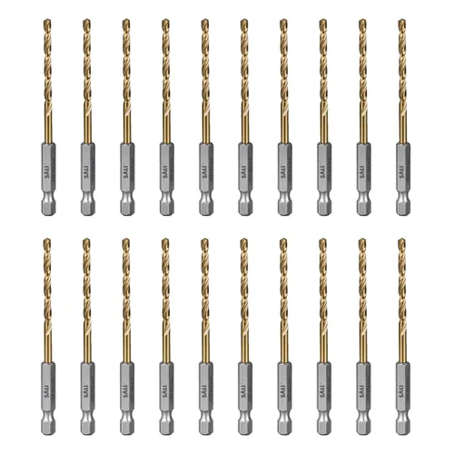Juego de brocas de cobalto SALI, paquete de 20 brocas de 9/64 pulgadas de acero de alta velocidad con vástago hexagonal brocas Jobber, para madera