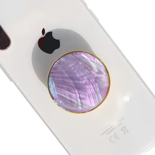 Miniatura 12 de OnTheGrip Lindo diseño de concha marina natural en forma redonda, soporte de teléfono móvil plegable para smartphone, tablet, accesorio