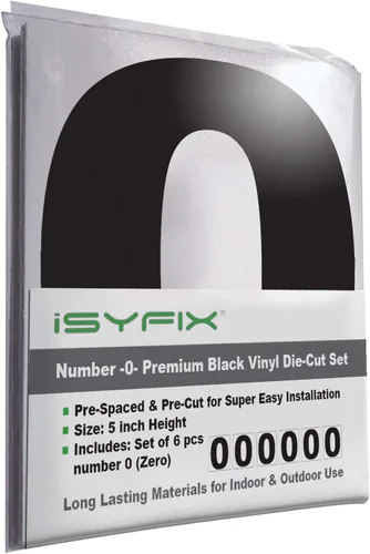 Miniatura 51 de iSYFIX Calcomanías de vinilo negro con el número 7 (siete), paquete de 6 calcomanías autoadhesivas de 7 pulgadas, calcomanías troqueladas y Negro
