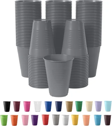 Miniatura 8 de Exquisitos vasos de plástico Party Solids de 12 onzas para suministros de fiesta, paquete de 50 vasos desechables amarillos de plástico, vasos