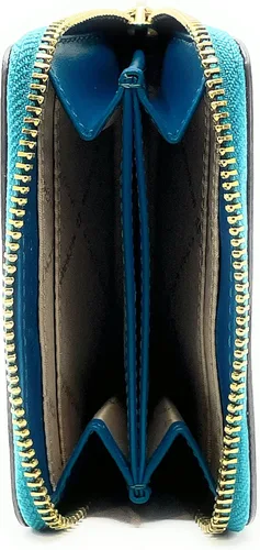 Miniatura 5 de Michael Kors Jet Set - Funda para tarjetas de viaje con cremallera alrededor color marrón MK Lagoon MarrónAzul M