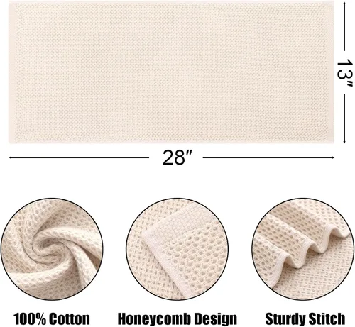 Miniatura 2 de Kitinjoy - Paños de cocina de 100 % algodón, tela de tejido gofrado, paño de limpieza ultrasuave, absorbente y de secado rápido. Beige