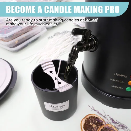 Miniatura 7 de TOAUTO Derretidor de cera de 10 libras para hacer velas, olla de fusión de cera de vela con boquilla de vertido más rápido y controlador