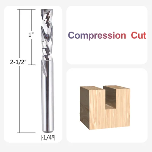 Miniatura 2 de SpeTool 5 brocas de compresión para enrutador de 1/4 de pulgada, diámetro de corte de 1/4 de pulgada, de carburo hacia arriba y hacia abajo, fresas