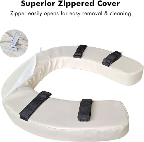 Miniatura 7 de Cojín acolchado para asiento de inodoro con espuma de alta densidad de 2 pulgadas y tela de poliuretano impermeable, cojín acolchado en forma de U