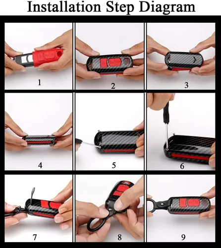 Miniatura 7 de SANRILY Funda roja para llave con tapa para Volkswagen Jetta Passat Golf Beetle GTI Tiguan EOS llavero titular elegante plástico ABS protección