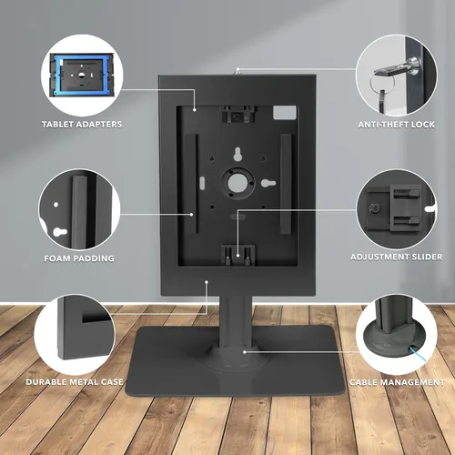 Miniatura 3 de Mount-It! Quiosco antirrobo para tableta, gabinete de tableta de encimera con bloqueo con base independiente, carcasa universal compatible con iPads