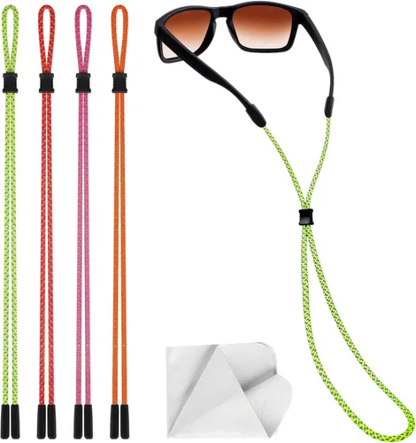 Miniatura 8 de BILIONE Correas trenzadas fluorescentes para lentes de sol, soporte para gafas de sol alrededor del cuello para hombres, mujeres y niños, cadena