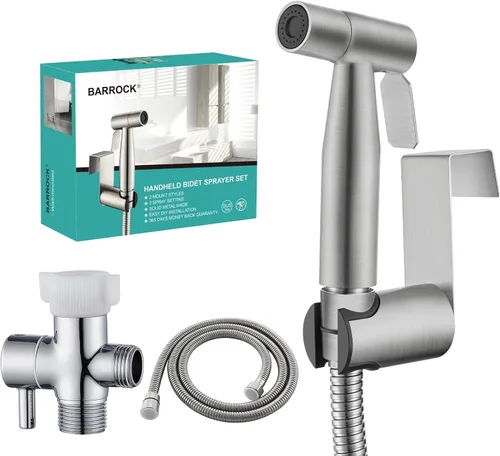 Miniatura 14 de BARROCK Pulverizador de bidé de mano para inodoro, kit de pulverización de pañales de tela para bebé hecho de metal de acero inoxidable, conjunto
