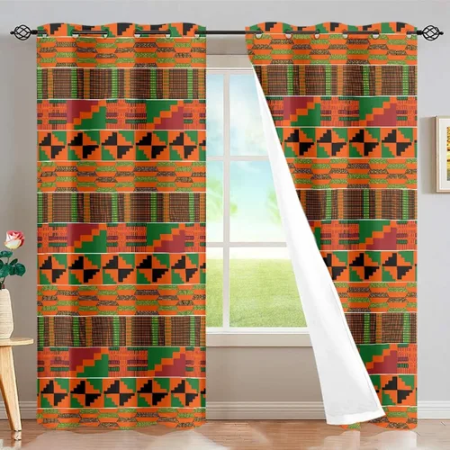 Miniatura 29 de FUSURIRE Paneles de cortina de ventana con estampado geométrico abstracto de 63 pulgadas de largo, con ojales para tratamiento de ventanas