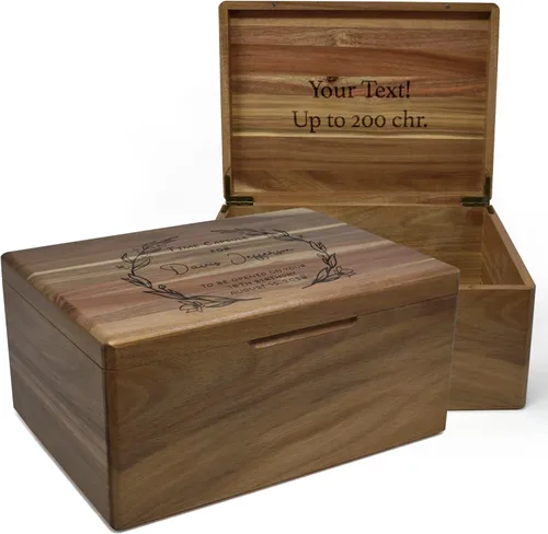 Miniatura 56 de Caja de madera grabada personalizada grande – Caja de recuerdo de madera de acacia con mensaje oculto personalizado, cajas de memoria de nogal