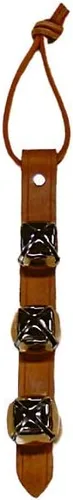 Miniatura 21 de Warner Arctic Sleigh Bells - Timbres decorativos de cuero para puerta (10 pulgadas con 3 campanas, cuero negro con campanas de latón)