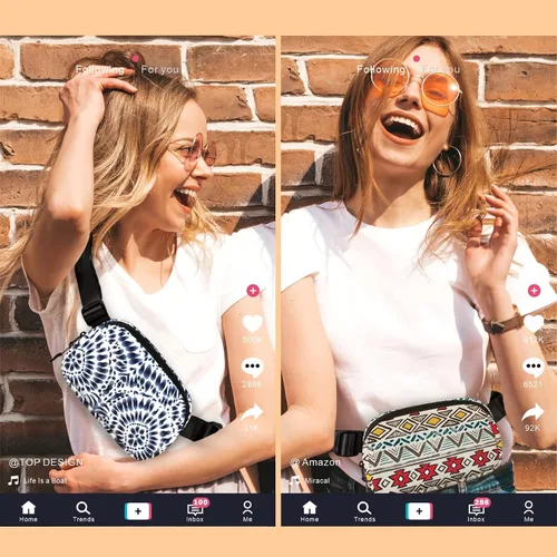 Miniatura 7 de TOPDesign Riñonera para mujeres y hombres, bolsa cruzada para cinturón con cremalleras resistentes al agua, bolsa para el trasero con correa