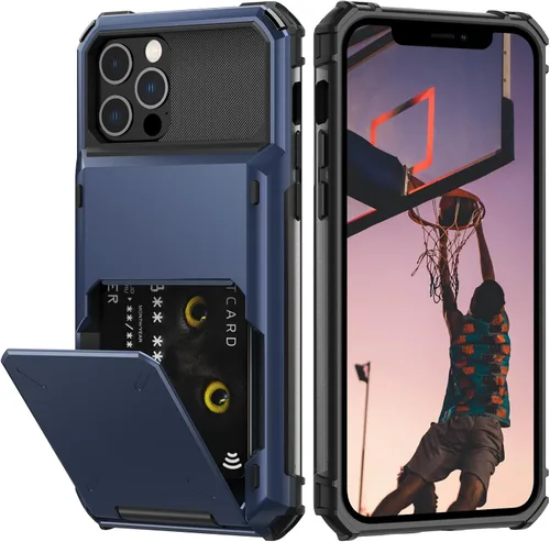 Miniatura 26 de Nvollnoe Funda para iPhone 12/12 Pro con Portarjetas [Almacena 5 Tarjetas] Funda Cartera de Doble Capa Resistente de Servicio Pesado a Prueba