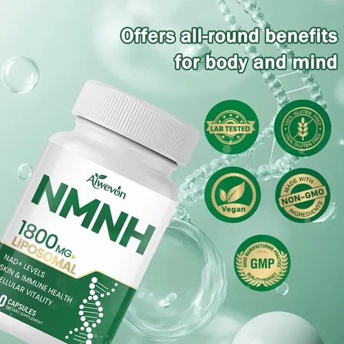Miniatura 4 de NMNH 1800mg Suplemento liposomal NAD+, alternativa NMNH NMN con ribósido de nicotinamida y resveratrol, refuerzo NAD para energía celular, apoyo