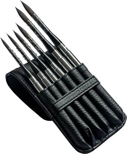 Miniatura 3 de 873Round - Pinceles de pintura profesionales para acuarela, 6 piezas, ardilla sintética, pelo mixto, juego de pinceles de bolsillo de viaje