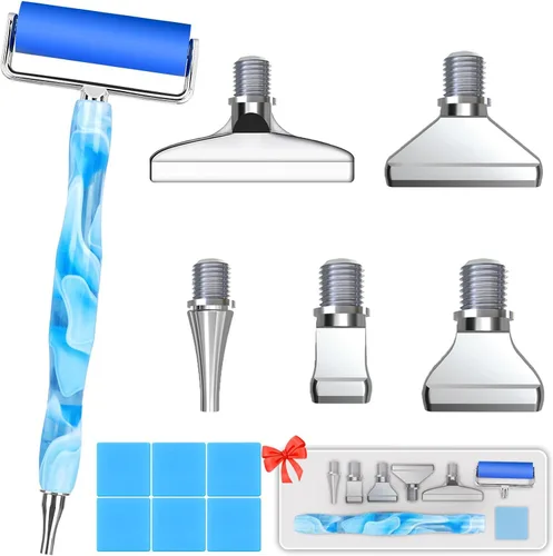 Miniatura 11 de Heyseri Juego de 14 piezas de herramientas y accesorios para bolígrafo de pintura de diamantes, exquisitas puntas de bolígrafo de metal de acero