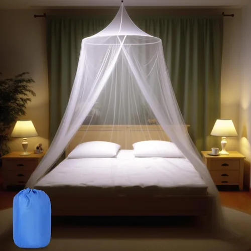Miniatura 8 de Sublaga Mosquitera para cama, toldo de cama blanco grande para niñas, red de cama colgante, ideal para decoración de dormitorio, viajes con bolsa