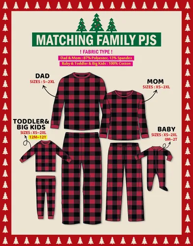 Miniatura 5 de VAENAIT BABY Infant Toddler Kids Adult Couple Family Matching Women Men Christmas Pjs Xmas Holiday Buffalo Plaid Pajama Set