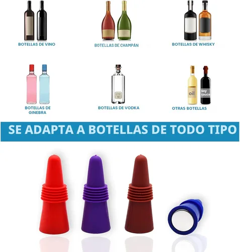 Miniatura 4 de Tapones de vino sellador de botellas de bebidas, tapones de silicona suave para botellas de vino, corchos con agarre superior para mantener el vino