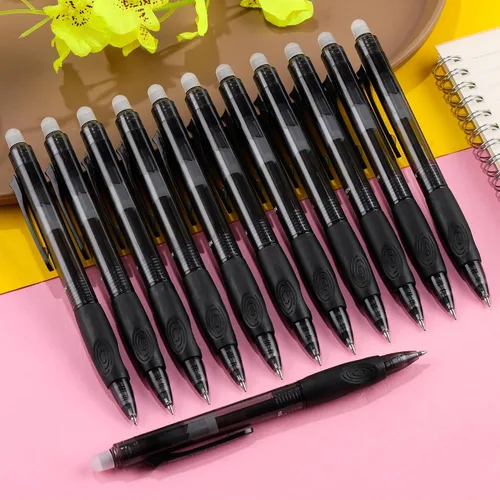 Miniatura 5 de USUAL Bolígrafos retráctiles borrables, 12 bolígrafos de gel borrables negros de 0.020 in, bolígrafos de gel borrables, color negro, hace que